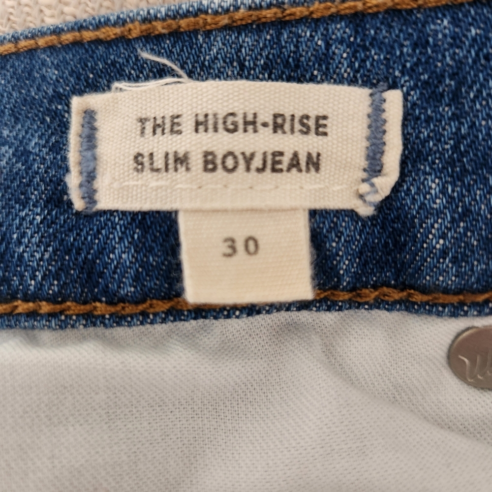 Madewell | The High-Rise Slim Boyfriend Distressed Raw Hem Jeans - Size 30 - Picture 9 of 10